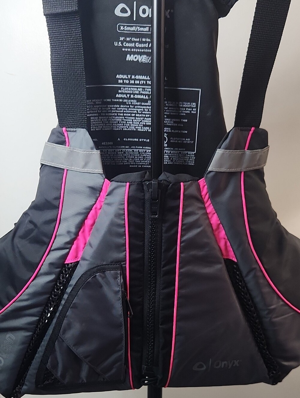 Onyx Women's Black and Pink Padded Life Vest